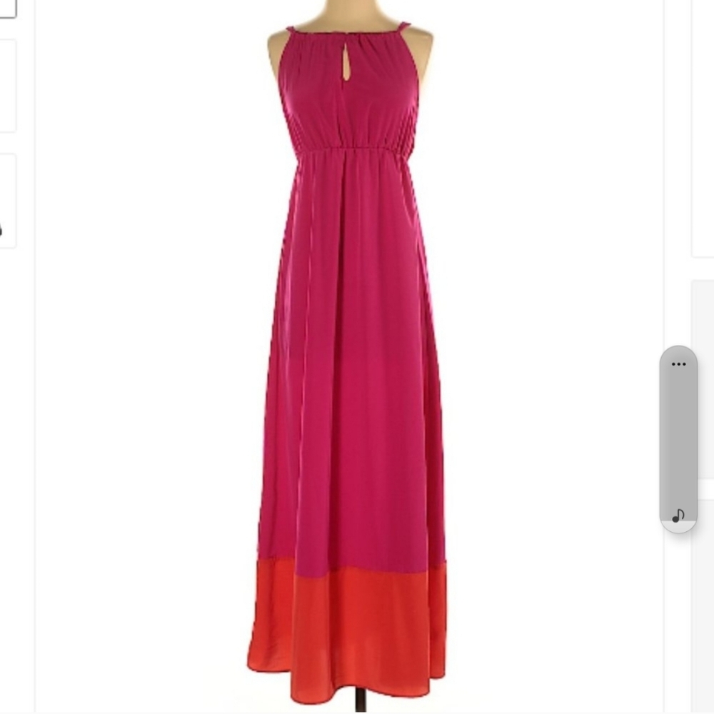 Old Navy Maxi Dress Tie Back Pink Orange Color Block Size XL